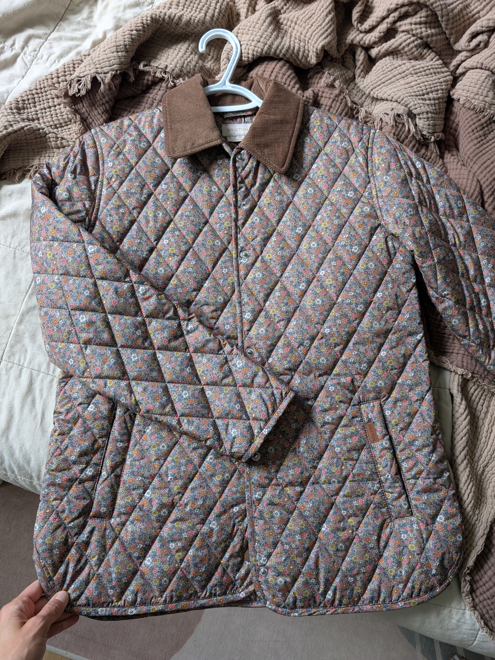 Brixton Quilted Floral-Print Jacket with Corduroy Collar